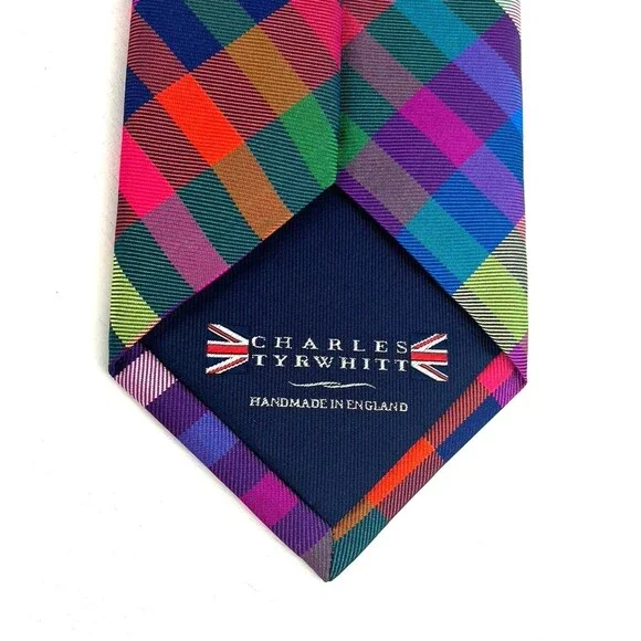 Charles Tyrwhitt Neck Tie Mens MultiColor 100% Silk Made In England Colorful - Picture 7 of 9